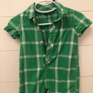GAP Green plaid romper